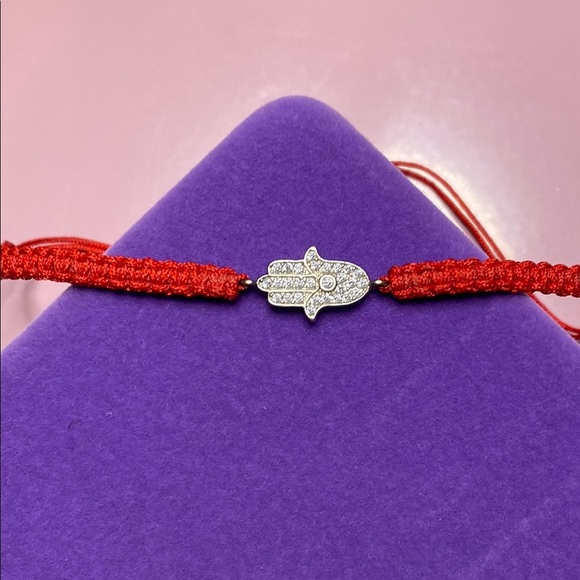 💛 Classic CZ Red Rope Hamsa Bracelet - Picture 3 of 6